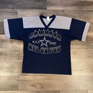 1996 DALLAS COWBOYS "NFL on FOX" Large Vintage Mesh Jersey Navy Gray